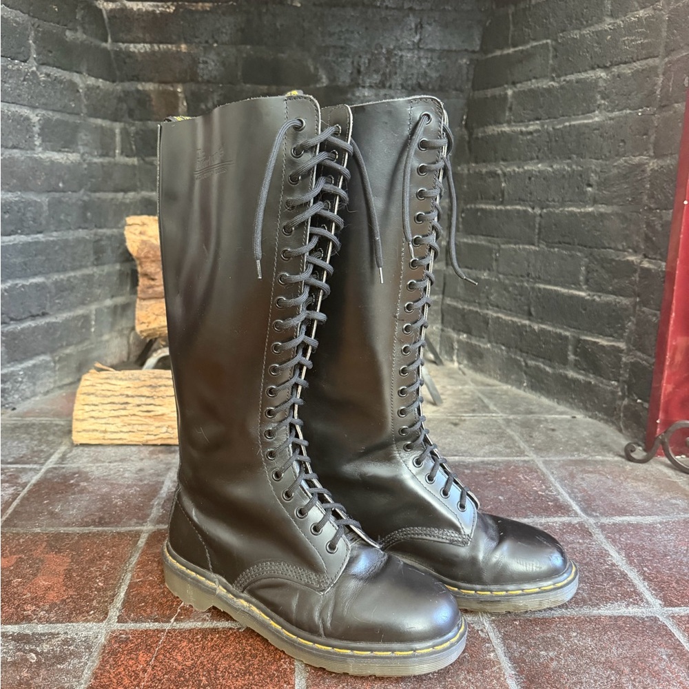 Dr. Martens Black Tall Lace-Up Leather Boots